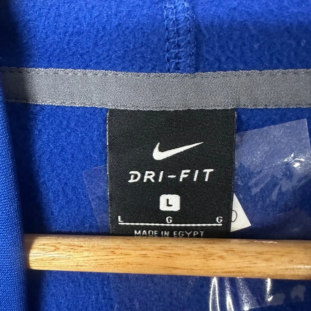 Nike Dri-FIT Essential Hoodie Mens Large Royal Blue Graphic Pullover Sweatshirt‎